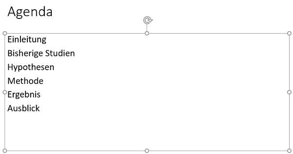 Aufzählungszeichen und Nummerierungen einfügen, Screenshot 1