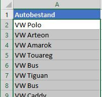 Excel-Tabelle mit markierten Daten zum Finden von Duplikaten