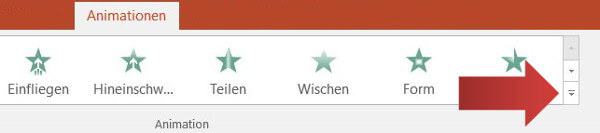 Eingangseffekte und der Animationsbereich in PowerPoint, Screenshot 2