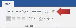 Formatierungszeichen anzeigen, Screenshot 1