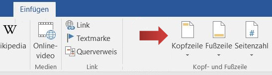 Kopf- und Fußzeile einfügen, Screenshot 1