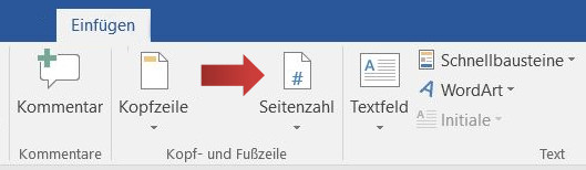 Seitenzahl einfügen und formatieren, Screenshot 1