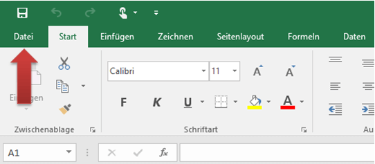 Excel-Startansicht mit Auswahl für Vorlagen