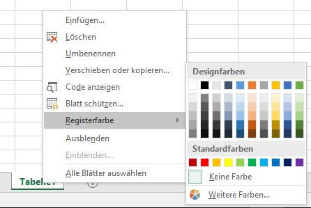 Ein Beispiel wie in Excel Arbeitsmappen neue Farben aussehen können