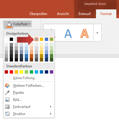 SmartArt in PowerPoint anpassen der Farben auf einzelnen Details